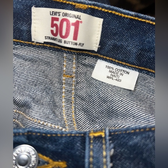 Levi's Original 501 Straight Leg Button Fly Jeans - Dark - Picture 9 of 14